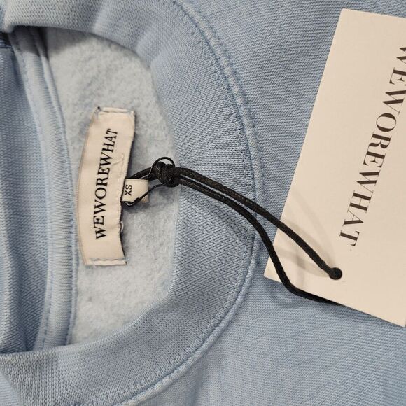 WeWoreWhat Burnout Fleece Light Blue Bell Crewneck Sweatshirt X-Small - Picture 6 of 6